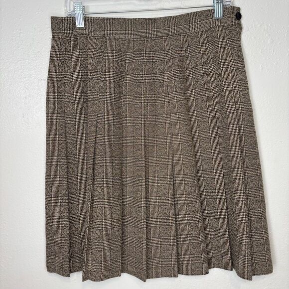 Vtg‎ Toni Garment for CC Magic Pleated Plaid Knee Length Midi Skirt Academia 14 - Picture 1 of 6